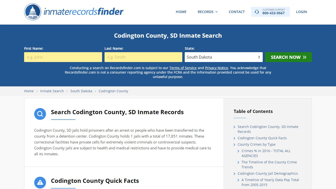 Codington County, SD Inmate Lookup & Jail Records Online